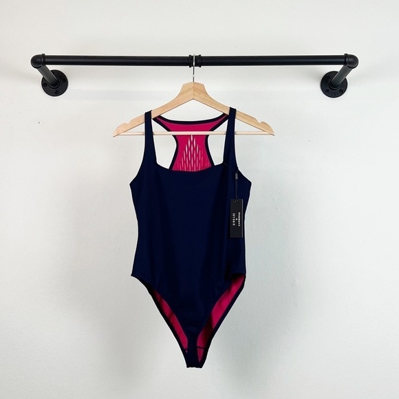 NWT Dion Lee x Carbon38 Perf Perforated Cutout Bodysuit in Navy - Picture 5 of 7